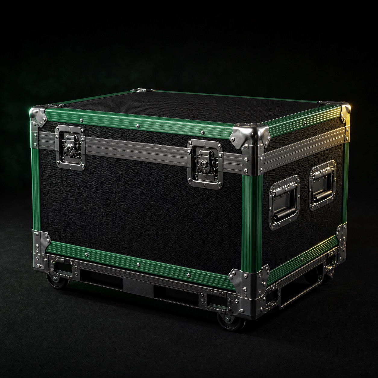 Stapelbares Renn-Flightcase mit grünen Kanten